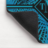 Monogram Türkis Black Palms Mousepad (Ecke)