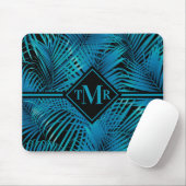 Monogram Türkis Black Palms Mousepad (Mit Mouse)