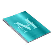 Monogram Türkis Blue Foil Notizblock (Rechte Seite)