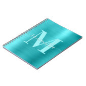 Monogram Türkis Blue Foil Notizblock (Linke Seite)