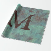 Monogram Türkis Copper Rustic Textur Grunge Geschenkpapier (Ungerollt)