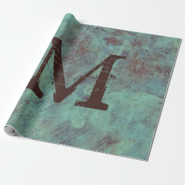 Monogram Türkis Copper Rustic Textur Grunge Geschenkpapier