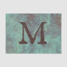 Monogram Türkis Copper Rustic Textur Grunge