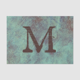 Monogram Türkis Copper Rustic Textur Grunge Seidenpapier