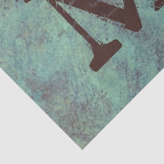 Monogram Türkis Copper Rustic Textur Grunge Seidenpapier (Ausschnitt)