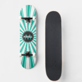 Monogram Türkis Funky Sonnenstrahlen Muster Skateboard (Vorne)