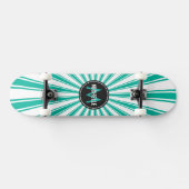 Monogram Türkis Funky Sonnenstrahlen Muster Skateboard (Horizontal)