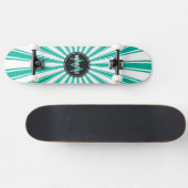 Monogram Türkis Funky Sonnenstrahlen Muster Skateboard (Horizontal)