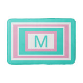 Monogram Türkis White Pink Geometric Badematte (Vorderseite)