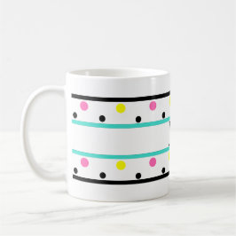Monogram Türkis Yellow Pink Polka Dots Kaffeetasse