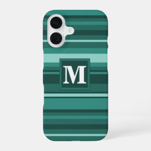 Monogram Türkisstreifen iPhone 16 Hülle