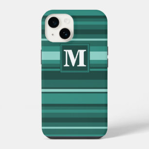 Monogram Türkisstreifen iPhone 14 Hülle
