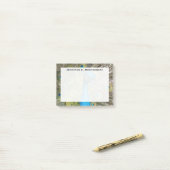 Monogram Turquoise Blue Lime Green Peacock Feaathe Post-it Klebezettel (Auf Schreibtisch)