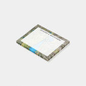 Monogram Turquoise Blue Lime Green Peacock Feaathe Post-it Klebezettel (angewinkelt)