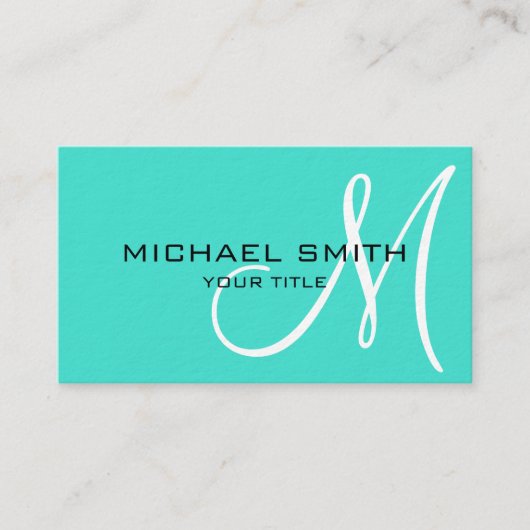 Monogram Turquoise color background Visitenkarte (Vorderseite)