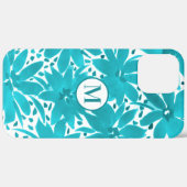 Monogram Turquoise Daisy Watercolor Bouquet Case-Mate iPhone Hülle (Hinten (horizontal))