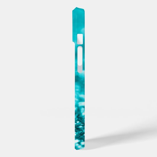 Monogram Turquoise Glitzer Case-Mate iPhone Hülle (Rückseite / Links)