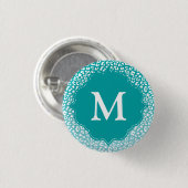 Monogram Turquoise Leopard Print Button (Vorne & Hinten)