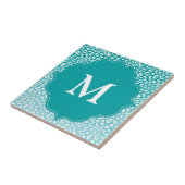 Monogram Turquoise Leopard Print Fliese (Seite)