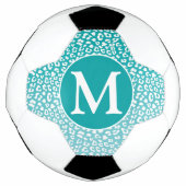 Monogram Turquoise Leopard Print Fußball (Vorderseite)