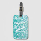 Monogram Turquoise Leopard Print Gepäckanhänger (Vorderseite Vertikal)