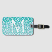 Monogram Turquoise Leopard Print Gepäckanhänger (Vorderseite (Horizontal))