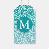 Monogram Turquoise Leopard Print Geschenkanhänger (Vorderseite)