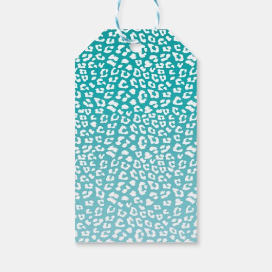 Monogram Turquoise Leopard Print Geschenkanhänger (Rückseite)