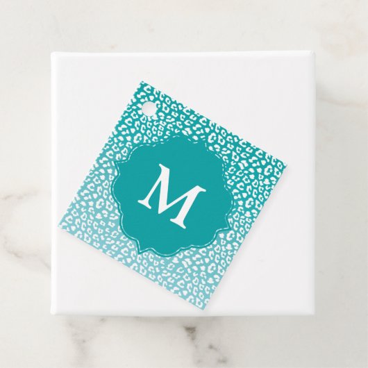 Monogram Turquoise Leopard Print Geschenkanhänger (Beispiel)