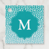 Monogram Turquoise Leopard Print Geschenkanhänger (Vorderseite)