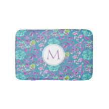 Monogram Turquoise Lila Floral Pattern 
