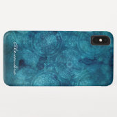 Monogram Turquoise Mandala Aquarellmuster Case-Mate iPhone Hülle (Rückseite (Horizontal))