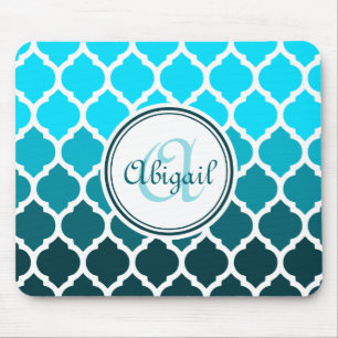 Monogram Turquoise Ombre Marokkanisches Gittermust Mousepad
