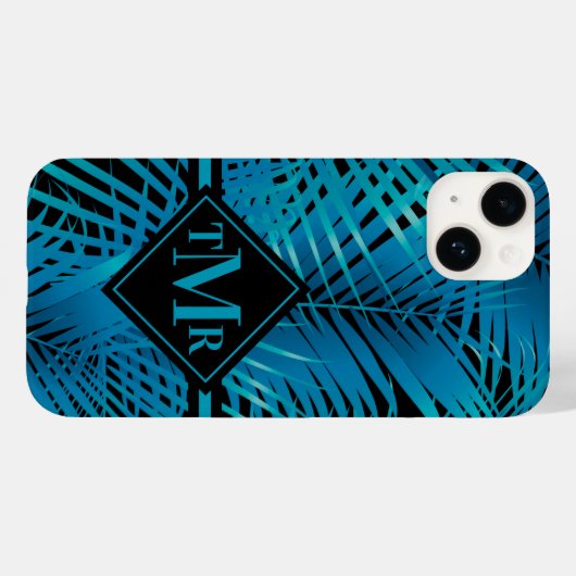 Monogram Turquoise Palm Case-Mate iPhone Hülle (Rückseite (Horizontal))