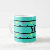 Monogram Turquoise Polka Dots Kaffeetasse (Vorderseite Links)