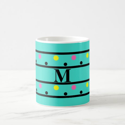 Monogram Turquoise Polka Dots Kaffeetasse (Mittel)