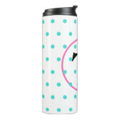 Monogram Turquoise Polka Dots Thermosbecher (Nach links gedreht)