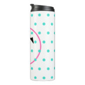 Monogram Turquoise Polka Dots Thermosbecher (Nach rechts gedreht)