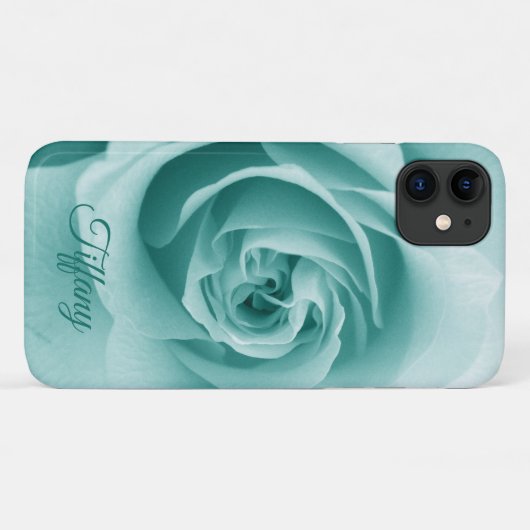Monogram Turquoise Rose iPhone Case-Mate iPhone Hülle (Rückseite (Horizontal))