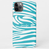Monogram Turquoise Striped Zebra Muster Trendy Ca iPhone Hülle (Rückseite)