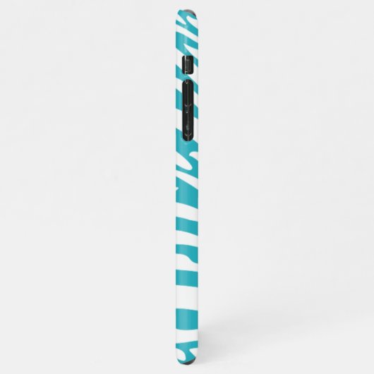 Monogram Turquoise Striped Zebra Muster Trendy Ca iPhone Hülle (Linke Seite)