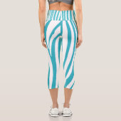 Monogram Turquoise Striped Zebra Muster Trendy Capri Leggings (Rückseite)