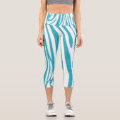Monogram Turquoise Striped Zebra Muster Trendy Capri Leggings (Vorderseite)