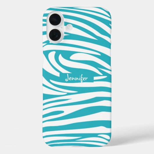 Monogram Turquoise Striped Zebra Muster Trendy Case-Mate iPhone Hülle (Rückseite)
