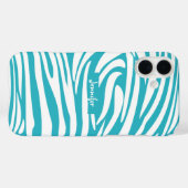 Monogram Turquoise Striped Zebra Muster Trendy Case-Mate iPhone Hülle (Rückseite (Horizontal))