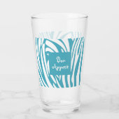Monogram Turquoise Striped Zebra Muster Trendy Glas (Rückseite)