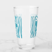 Monogram Turquoise Striped Zebra Muster Trendy Glas (Links)