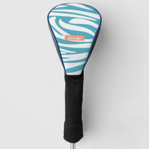 Monogram Turquoise Striped Zebra Muster Trendy Golf Headcover