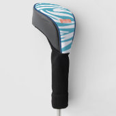 Monogram Turquoise Striped Zebra Muster Trendy Golf Headcover (angewinkelt)