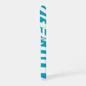 Monogram Turquoise Striped Zebra Muster Trendy iPhone 16 Hülle (Linke Seite)